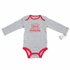 NWT | Carter's "Who Needs Santa When I Have Grandma" Onesie | Grey | 12M